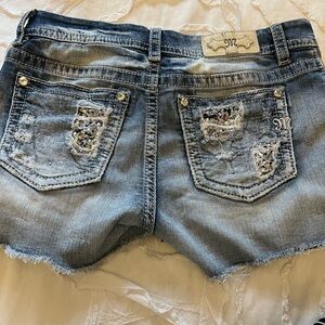 Miss Me Distressed Denim Cutoff Shorts with Sequin Detail